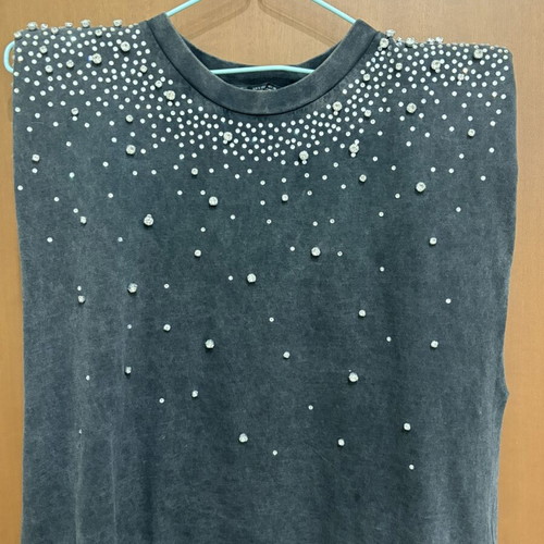 Zara blouse with crystals new, gray, size S