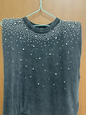 Zara blouse with crystals new, gray, size S