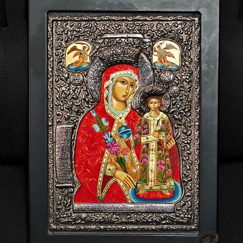 Collectible Byzantine Icon Panagia Rodon to Amaranton Silver 950 like new