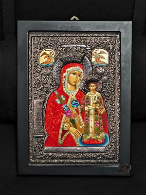 Collectible Byzantine Icon Panagia Rodon to Amaranton Silver 950 like new