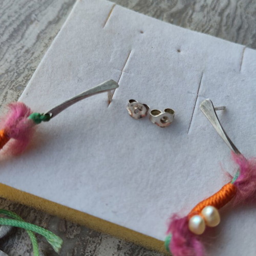 Silver earrings mouse, like new, multicolor