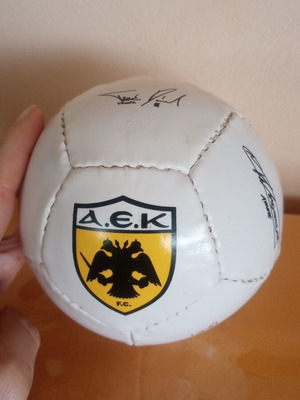 AEK F.C. collectible mini leather ball 2007-2008 like new with player signatures