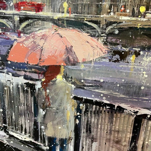 Mixed media artwork new, snowy night in London