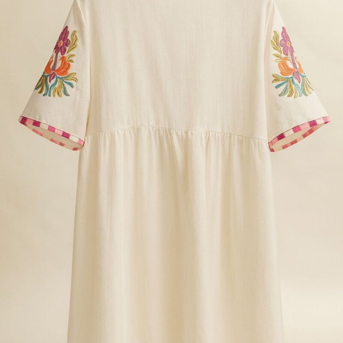 Summer dress with colorful embroidery new, white
