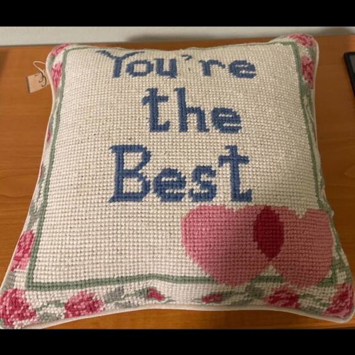 Needlepoint decorative pillow new, square handmade