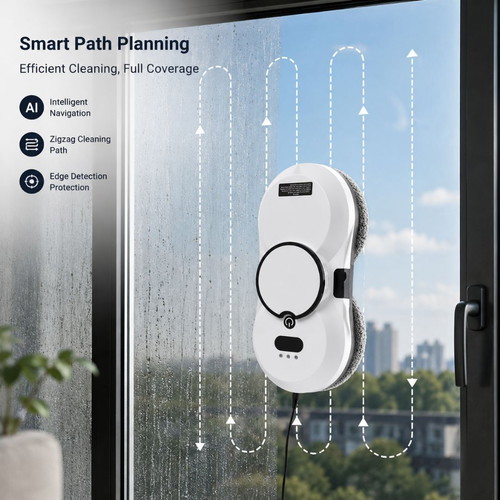 Window cleaning robot 2800 Pa with automatic spraying and remote control