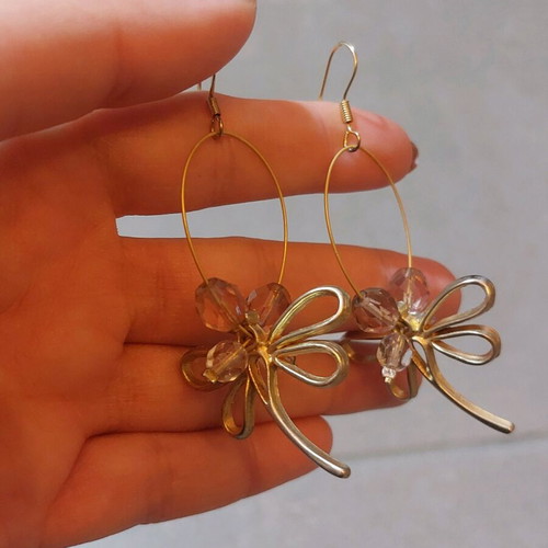 Dangling earrings with butterflies new, gold color