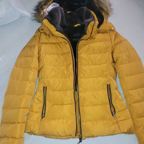 Zara down jacket yellow, new with tag, mid-length
