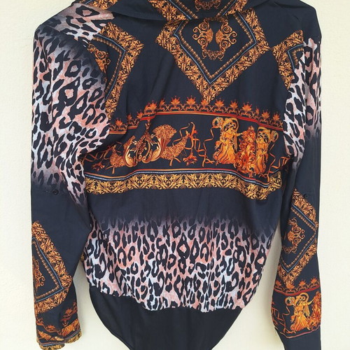Jennyfer shirt bodysuit medium black with gold and leopard print like new
