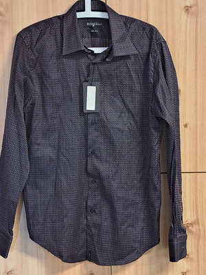 Bonacelli men's shirt 100% cotton new purple with yellow details