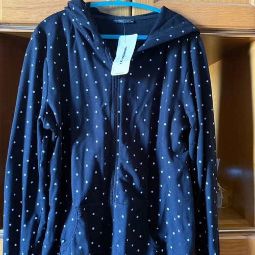 Polka Dot Jacket with Hood and Pockets new, black and white
