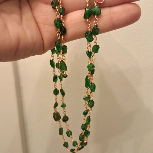 Anna Maria Mazaraki necklace large gold plated like new, green and gold