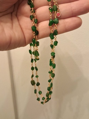 Anna Maria Mazaraki necklace large gold plated like new, green and gold