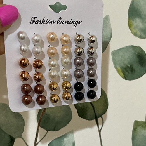 Pearl earrings new, pack of 36 pairs multicolor fashion jewelry
