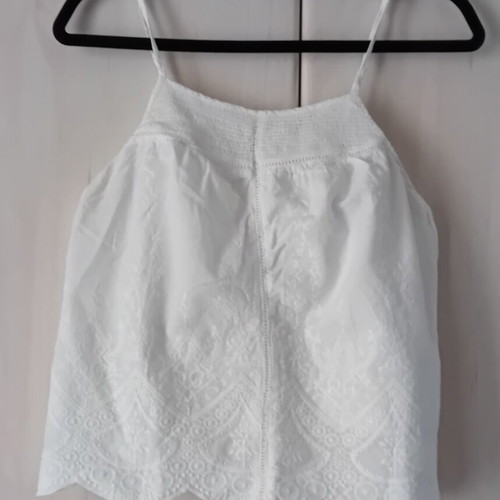 Mango women's top blouse spaghetti straps 100% cotton like new, white