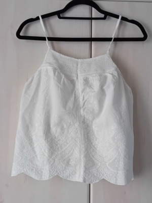 Mango women's top blouse spaghetti straps 100% cotton like new, white
