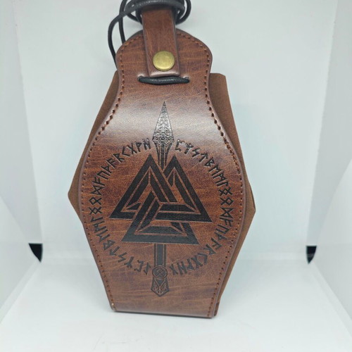 Leather Belt Pouch new with Valknut symbol and Scandinavian Runes