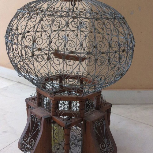 Vintage hot air balloon κλουβί μεταχειρισμένο, χειροποίητο διακοσμητικό