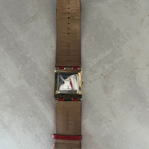 Guess Logo A Gogo W12502L1 women's watch used, red leather strap