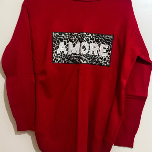 Women's blouse with Amore logo medium size like new, red