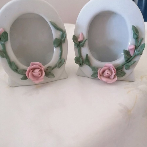 Porcelain frames used, set of 2, 10 cm height