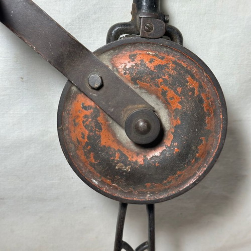 Hand-crank iron drill used, dimensions 42x13.5 cm