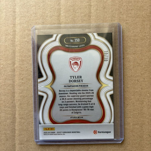 Panini Select EuroLeague Mezzanine Tyler Dorsey /10 Olympiacos card like new