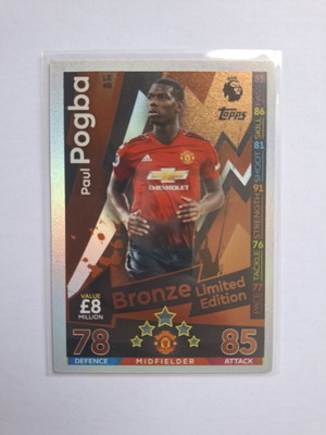 Topps Match Attax Premier League 2018-19 Paul Pogba Bronze Limited Edition