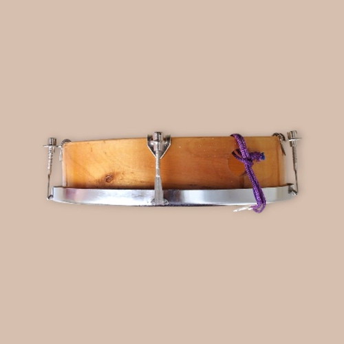 Tambourine with natural leather and key 20cm new, wood leather