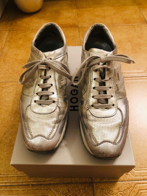 Hogan silver sneakers used, size 37