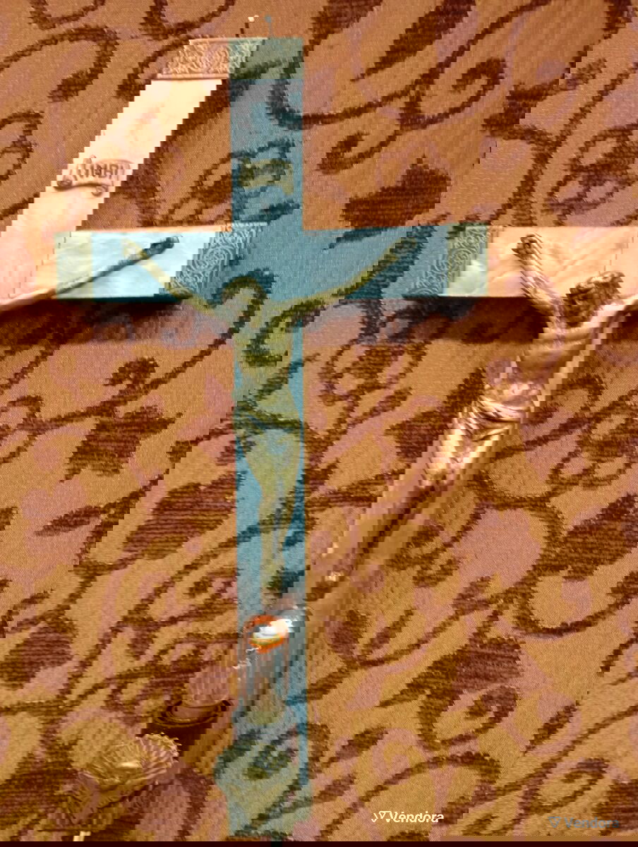 Παλιός Σταυρός ξύλινος μεταχειρισμένος με μπρούντζο και φως