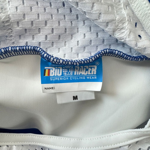 Bioracer men's cycling bib shorts, blue and white, size M