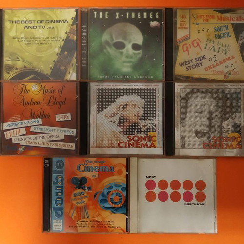 Cinema music CDs used, pack of 8 with Moby