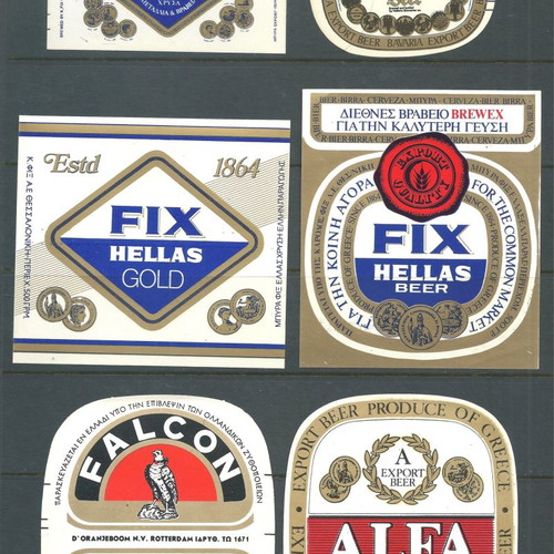 Karolos Fix bottle labels used, vintage, pack of 22 authentic