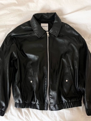 Bershka black faux leather jacket size S like new