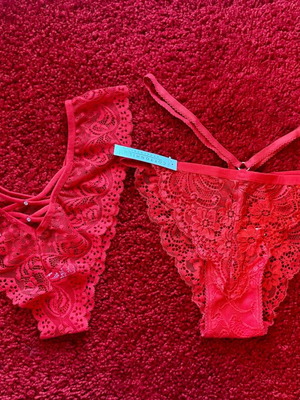 Σετ 2 κόκκινα γιορτινά εσώρουχα με καρτελάκι Cotton Hill, καινούργια