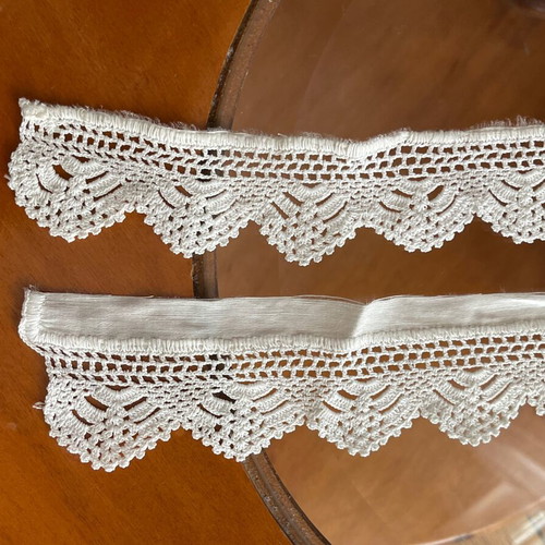 Handmade crochet lace used for towels and pillowcases