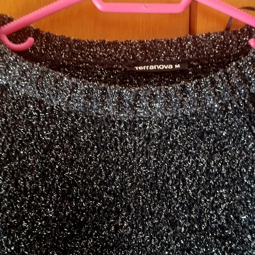 Terranova women's black knitted sweater with silver lurex, like new