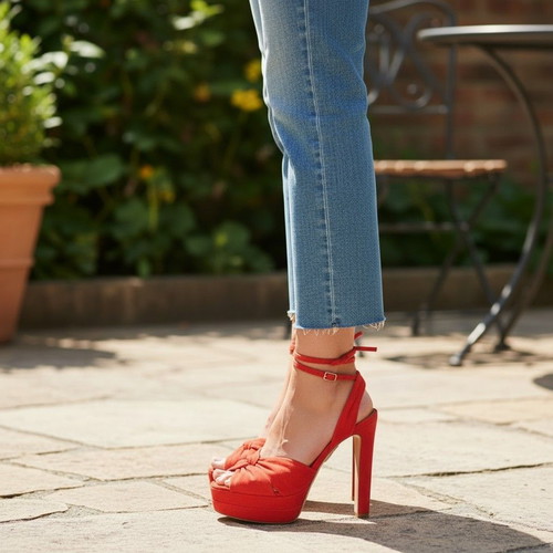 Aquazzura red suede platform sandals EU 37.5