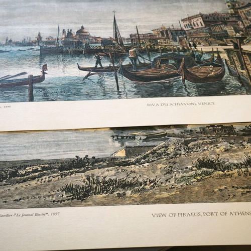 Harbor engravings like new, pair