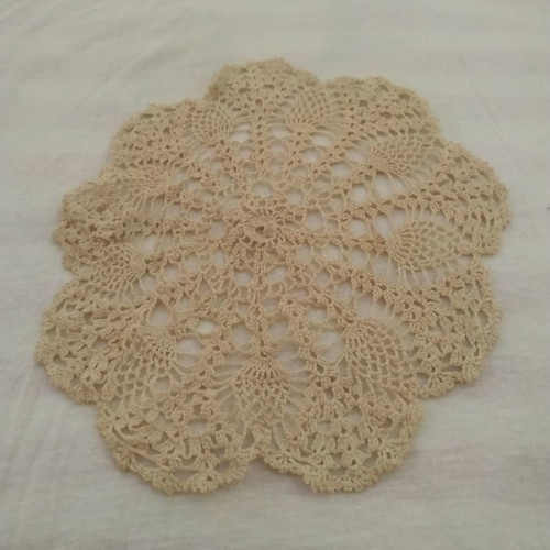 Crochet knit set used, 4 pieces, beige