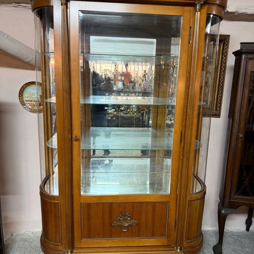Solid walnut display cabinet like new with three shelves