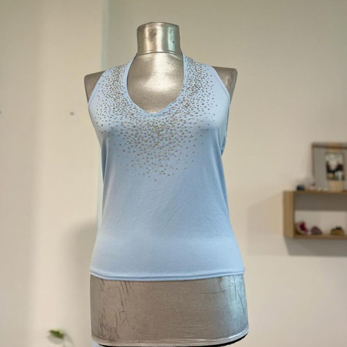 Y2K 00s Embellished Halterneck Top by Clockhouse C&A size UK14 EU40 used, blue