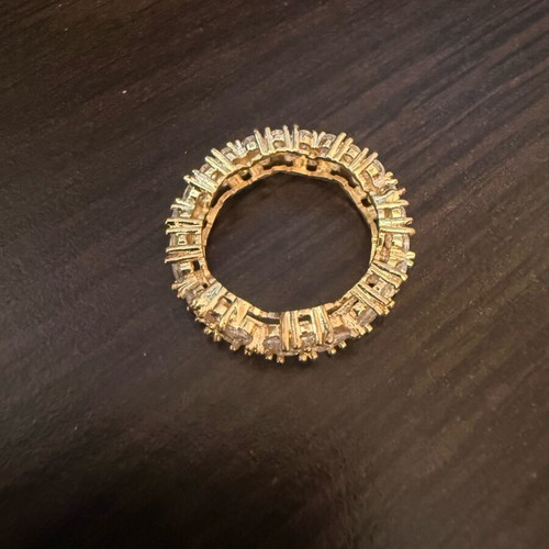 Ring with zircon Riviera band like new, gold color