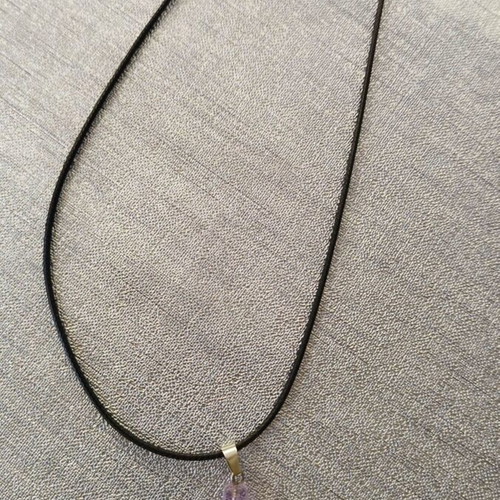 Glass cross necklace pink with short cord new