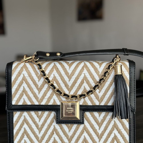 River Island shoulder bag like new, black and beige