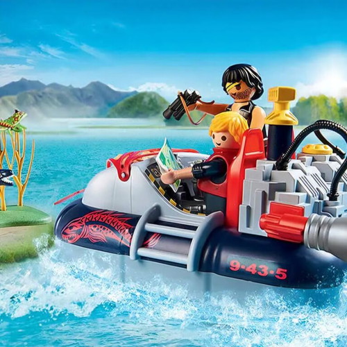 Playmobil 9435 Hovercraft with Dinosaur Explorers like new