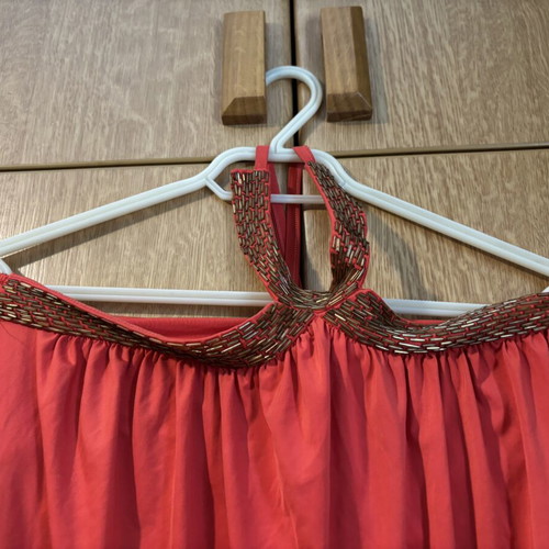 Coral summer dress CAM size M/L like new with neck tie
