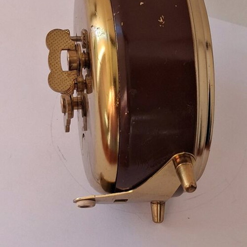 Junghans table clock wind-up like new, brown color