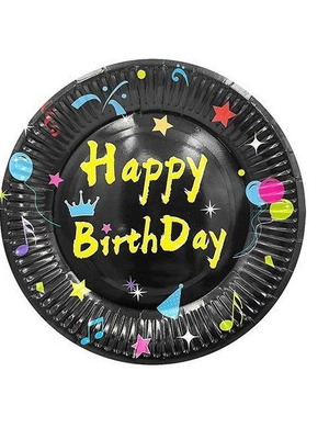 Party plates pack of 10 black 18.5cm new